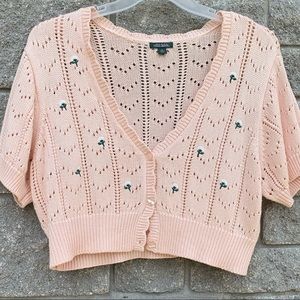 Pink short sleeve cardigan